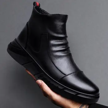 Най-новата Луксозна Ежедневни Кожени обувки с остър бомбе, мъжки Модерен бизнес модельная обувки Дантела, Oxfords, Обикновена Сватба Офис мъжки обувки на плоска подметка