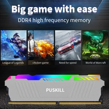 Настолна памет PUSKILL DDR4 RGB 8 gb 16 GB 32 GB, 3200 Mhz 1.2 Udimm Ram