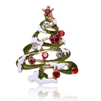 Нов Прием На Зелен Емайл, Дърво Брошки За Жени И За Мъже Коледно Дърво Вечерни Ежедневни Офис Брошки Игли Подаръци