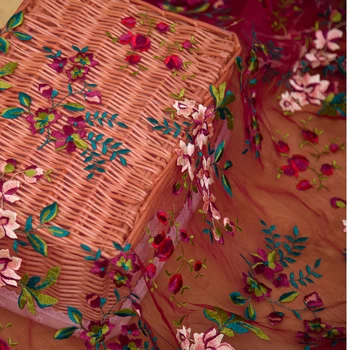 Нов висококачествен сам нетна прежда бродерия дантелени тъкани Малко счупени рокля с цветя модел чиста кърпа бродирани тъкани
