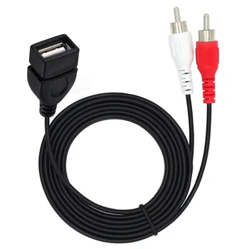 Нов прием на 1,5 метра/5 фута USB Изход за 2RCA Съединители Аудио Видео удължителен кабел с Аудио Адаптер аудио кабел 0,2 м 1,5 м