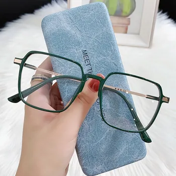 Нова АНТИ-Синята Светлина на Корейската Версия Блокер Очила Модерен Квадратни Цветни Прости Огледални Очила За Късогледство на Едро