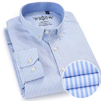 Новата пролетно-Есенни Оксфордские Мъжки ризи с дълъг ръкав, Памучен ежедневни риза в клетката, camisa 5XL 6XL, Големи размери, camisa social masculina