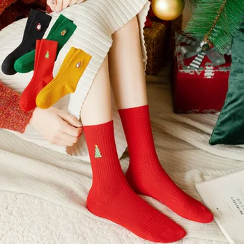 Нови Коледни Чорапи Мъжки Забавни 2023 Коледна Елха Снежинка Дядо Коледа Лосове Сняг Памучни Щастливи Чорапи Мъжки Коледни Соккен Харадзюку