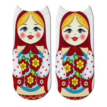 Нови Чорапи до Глезена за Руски Кукли с 3D Принтом и изображение на Анимационни традиционната Раскрашенной Дебелото Кукли с Модел За Мъже и Жени, Скъпа Matryoshka