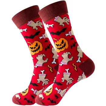 Нови горещи продажба Хелоуин Мъжки чорапи Harajuku забавен скелет на чужденец Дамски чорапи, чорапи, чорапи, Чорапи екипажа тиква чудовище Прилеп