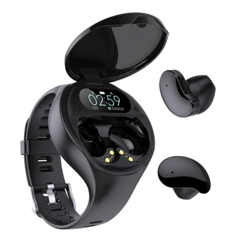Новите Смарт часовници TWS Bluetooth връзка със съвместими Слушалки Безжични Слушалки 2 в 1 Музикален Спортен Гривна 1,54 инча Smartwatch За Android