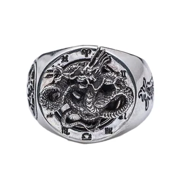 Ново днешно пръстен от Сребро S925 за Мъже от Тайландски сребро с твърда Дракон, Мъжки Пръстен, сребро