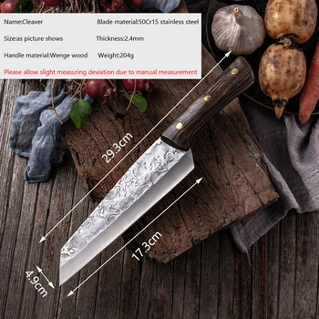 Обвалочный Нож Ръчна Изработка От Ковано Желязо Стомана Кухненски Ножове С Дървена Дръжка От Кост Нож На Главния Готвач Програма Santoku Секира
