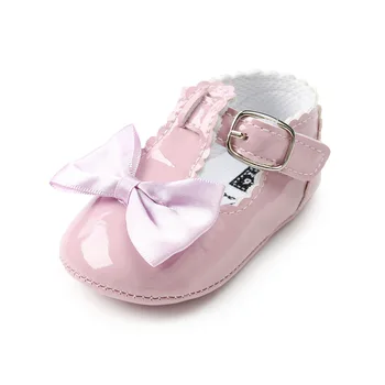 Обувки За Новородените Момичета От Изкуствена Кожа С Катарама, Първите Проходилки, Летните Обувки На Принцесата С Голям Лък