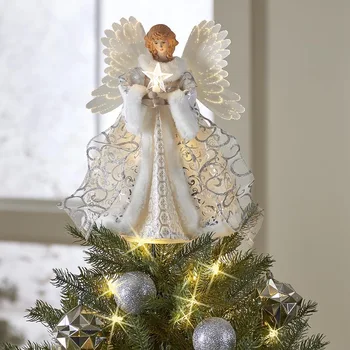 Оптичен Ангел Дърво, Смола Статуи Бял Ангел Пръчка Ангел Скулптура Кристиан Коледен Подарък Витрина Дисплей