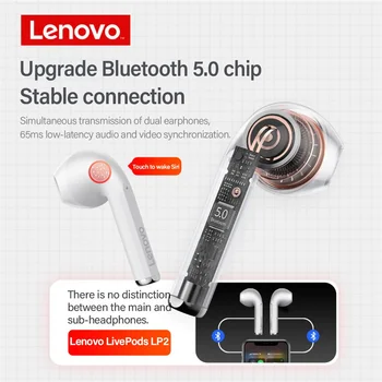 Оригинални Слушалки Lenovo LP2 Bluetooth TWS Слушалки Безжични Слушалки Водоустойчив Безжично зарядно устройство ще захранване на Скоростната 9D Стерео Слушалки
