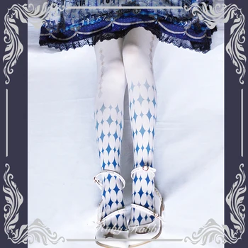 Оригинални чорапогащник лолита с принтом оказване на жените чорапи японски квадратни чорапогащник харадзюку