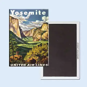 Плакат Yosemite United Air Lines 24104 Ретро носталгия магнити за хладилник