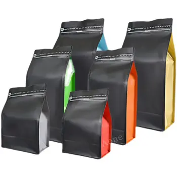 Подгонянный 50PCS чанта хартия Kraft етикета, пластмаса и хартия еднопосочен клапан Запечени във фурната пакет кафе на плоско дъно боб обгръщащ