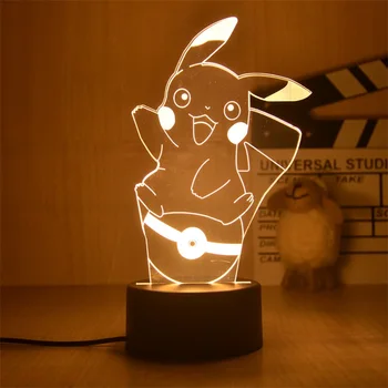 Покемон Пикачу 3D лека нощ Скъпа Генгар Аниме Нощно Шкафче За Спалня Led Лампа, Украса на Стаята Детски Коледни Играчки Подаръци