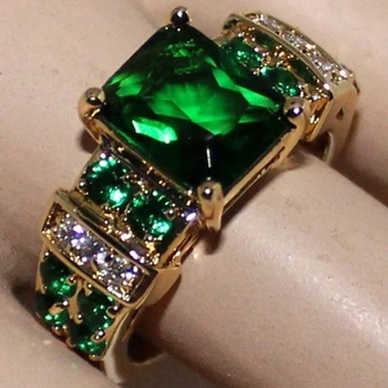 Последният Класически Дамски Луксозни Кристални Зелени Пръстени С Цирконии Модни Изискани Сватбени Декорации На Подаръци