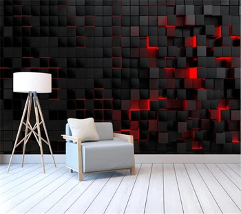 Потребителски тапети papel de parede квадратен черен червен наклон 3d Тапети фонова стена дневна спалня декорация на хотела фотообои