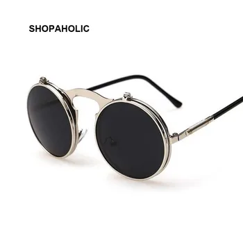 Реколта Мъжки Слънчеви Очила в стил Steampunk, Мъжки Дизайнерски Кръгли Парна Пънк-Метални Слънчеви Очила с Покритие Masculino за Жени Oculos De Sol