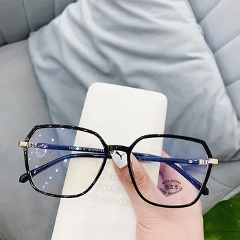 Ретро TR90 рамки за очила голяма дограма многоугольная анти-синя светлина плоско огледало мъжки пълен кадър късогледство оптични рамки за очила