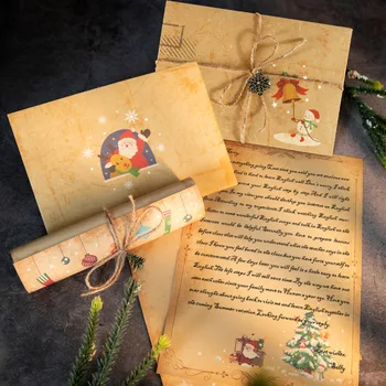 Ретро Изработка на Коледни Писчие Хартия, Пликове Набор от Красивата Хартия За Писма Сладък Дядо Коледа, Снежен човек Подарък за семейни Приятели Хора
