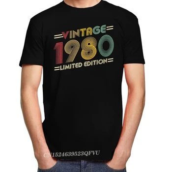 Ретро Реколта Направено През 1980 Г. За Мъже Camisas да се Определи 40th Рожден Ден 40 Години Годишнина Тениска Предварително Разкроени Памучни Тениски