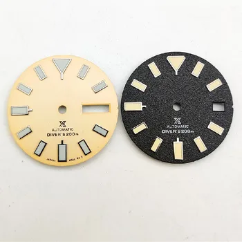 Ретро циферблат nh35 черно/жълто със светещи подробности за часа nh35/36 с автоматичен механизъм 28,5 мм