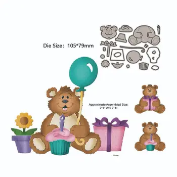 Ръчно балон мечка подарък кутия cupcake рязане на метал и многопластова щанцоване scrapbooking щанцоване украса за фотоалбума сам card занаятите 202