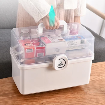 Сгъваем Медицински Сундучок За Съхранение На Пластмасови Ярусных Кутии За Лекарства Кутия За Съхранение С Голям Капацитет Кутия Органайзер За Дребни Неща Аптечка За Първа Помощ
