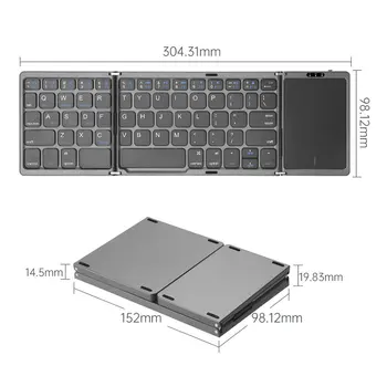 Сгъваема Сгъваема Мини Bluetooth клавиатура 5.1 със сензорен панел за Windows, Android и ios и mac компютър таблет телефон и т.н.