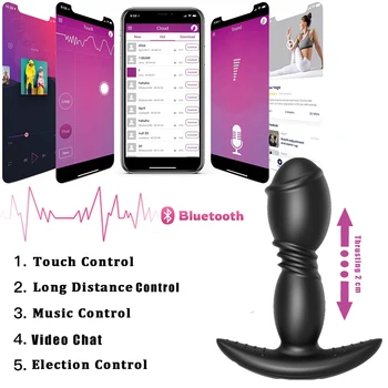 Секс-Играчки Bluetooth Вибратор Вибратор за Мъже ПРИЛОЖЕНИЕ за Дистанционно Управление Вибратор Голяма Анален Накрайник Мастурбатор на Простатата Еротичен Масажор за мъже