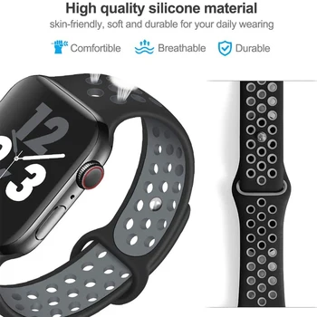 Силиконов ремък За Apple Watch band 42 мм 45/44 мм 38/41/40 мм спортен гумена гривна каишка за часовник iwatch серия 7 6 5 4 3 Принадлежности