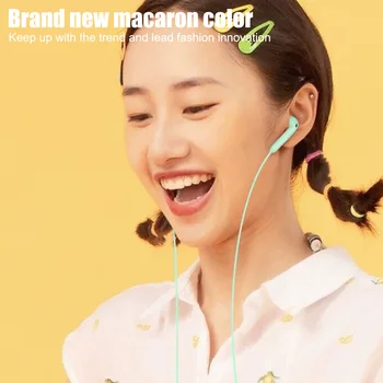 Слушалки Macaron Цвят с фиксирани кабелни слушалки с 3,5 мм, слушалки в ушите с микрофон и бутон за управление, ушите с Hi-FI