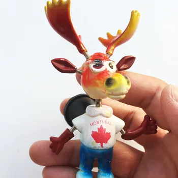 (Специална оферта) Канада сладък карикатура лосове пролет прашка краката на магнитен стикер за хладилник орнаменти ръчно изработени изделия