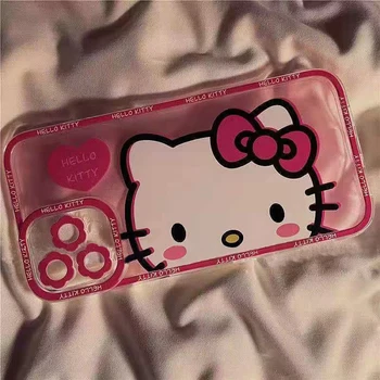 Томи Hello Kitty Сладък Cartoony Котка Калъфи За мобилни Телефони iPhone 14 13 12 11 Pro Max Mini X XR XS MAX 8 7 Plus SE 2020 Прозрачен капак