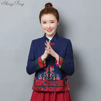Традиционната китайска блуза, риза, потници за жени, яка стойка, източна бельо риза, блуза, дамски елегантни дрехи V1737