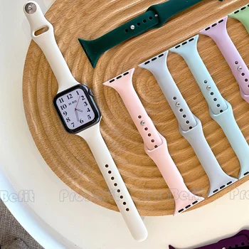 Тънък Силиконов Ремък за Apple Watch Series 8 7 6 se 5 4 3 2 38 мм 42 мм гривна correa каишка за часовник iWatch 40 ММ 44 мм 41 45 49 мм