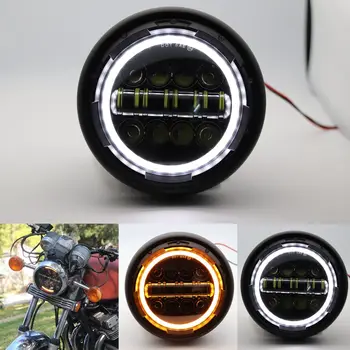 Универсална 7,5-инчов LED Мотоциклетът на Прожекторите Налобный фенер phare moto За Café Racer Honda, Yamaha, Suzuki Harley Sportster