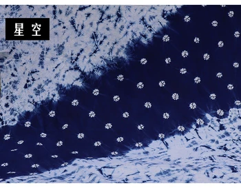 Уникална Синя Кърпа За Вратовръзка-Коса Натурална Растителна Тъкан Ръчно Боядисване На Плат Шибори Плат Цвят Индиго Модел На Звездното Небе