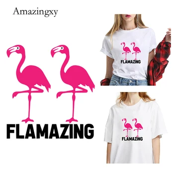 Фламинго Пламенеющий Кръпка Ютия на Теплопередаче Кръпка за Детски Дрехи Карикатура САМ Ленти Апликация на тениска Потребителска Стикер