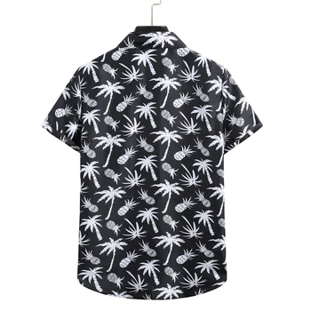 Хавайска Риза С Принтом Ананас Мъжки 2022 Летни Плажни Ризи С Къс Ръкав Тропическа Риза Aloha Мъжки Дрехи Camisas Ал Hombre