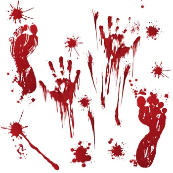 Хелоуин Кървава Стикер Следа От Ужас Кървав Отпечатък От Ръцете Си Кървав Отпечатък Стъкло На Пода Украса На Дома Стикер 2020