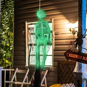 Хелоуин Скелет Свети в тъмното Статуетка на Скелет за Декорация за Хелоуин Светят в тъмното, за да проверите за парти на Хелоуин Висящи