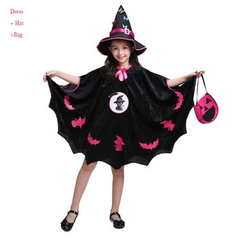 Хелоуин вампир Тиква костюм Момичета Вещица обличане cosplay Карнавальная парти дете прилеп костюм аниме облекло