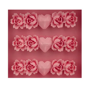 Цветето е Роза и Сърцето си за Любовта Силиконова Скърпвам Сапун 3D Форма За Торта Cupcake Желе Бонбони, Шоколад за Декорация Инструмент За Печене Форма FQ1746