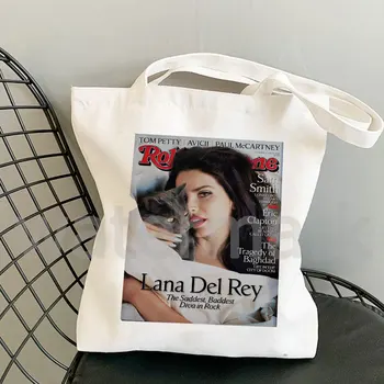 Чанта За покупки на Lana Del Rey Fans, чанта-тоут, Чанта за Пазаруване Bolsas De Tela, Тканая Чанта-Тоут, Чанта За Пазаруване, Холщовая чанта Bolso