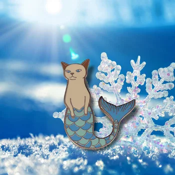Эмалированная Жени Purrmaid cat Kawaii Кити Siamese-брошка за котки Cat Mermaid Влюбените Идеалната Колекция