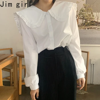 Япония Kawai Питър Пан Яка Бяла Блуза Дамски Скъпа Риза В Стил Лолита 