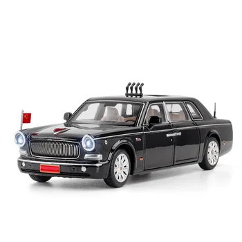 гореща распродажа1: 32 сплав, откидывающаяся модел автомобил HONGQI L5, имитирующая военен парад, автомобилна играчка, подбрани бижута, модел на автомобила, безплатна доставка