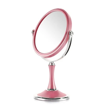 десктоп огледало двойно - 6-инчов голямо огледало за грим европейско 3-кратно увеличение на Двойно hd обектив бяло, розово огледало